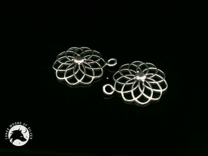 Elegant Silver Flower Drops Earrings 18mm
