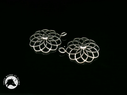 Elegant Silver Flower Drops Earrings 18mm