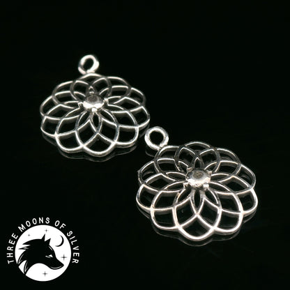 Elegant Silver Flower Drops Earrings 18mm