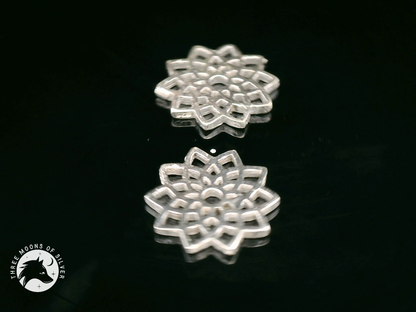 Intricate Silver Flower Earrings 12mm