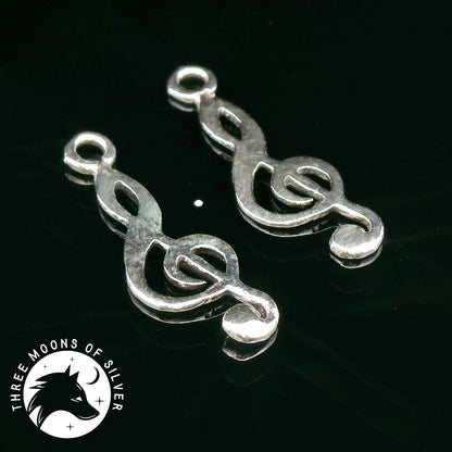 Elegant Silver Treble Clef Drop Earrings 19mm