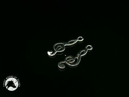 Elegant Silver Treble Clef Drop Earrings 19mm