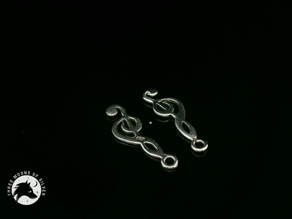 Elegant Silver Treble Clef Drop Earrings 19mm