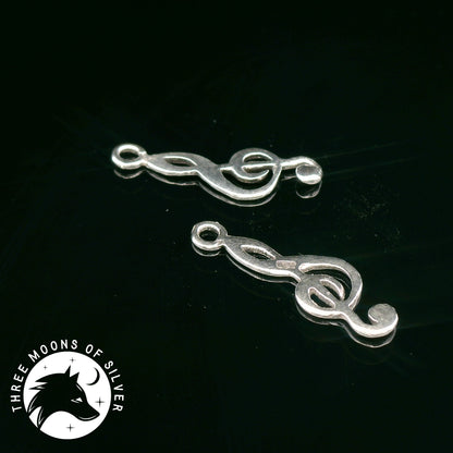 Elegant Silver Treble Clef Drop Earrings 19mm