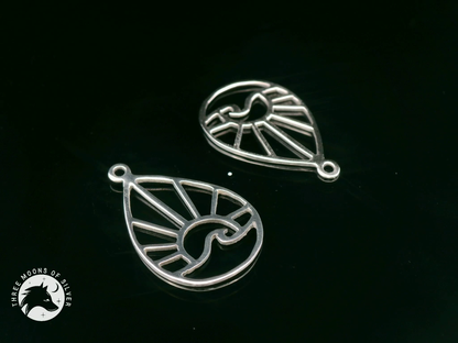 Wave and Sunrise/Sunset Silver Drop Earrings 18mm