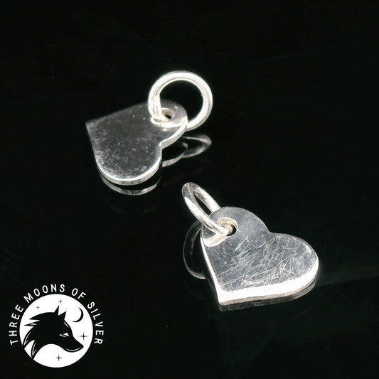Elegant Silver Heart Charms 12mm