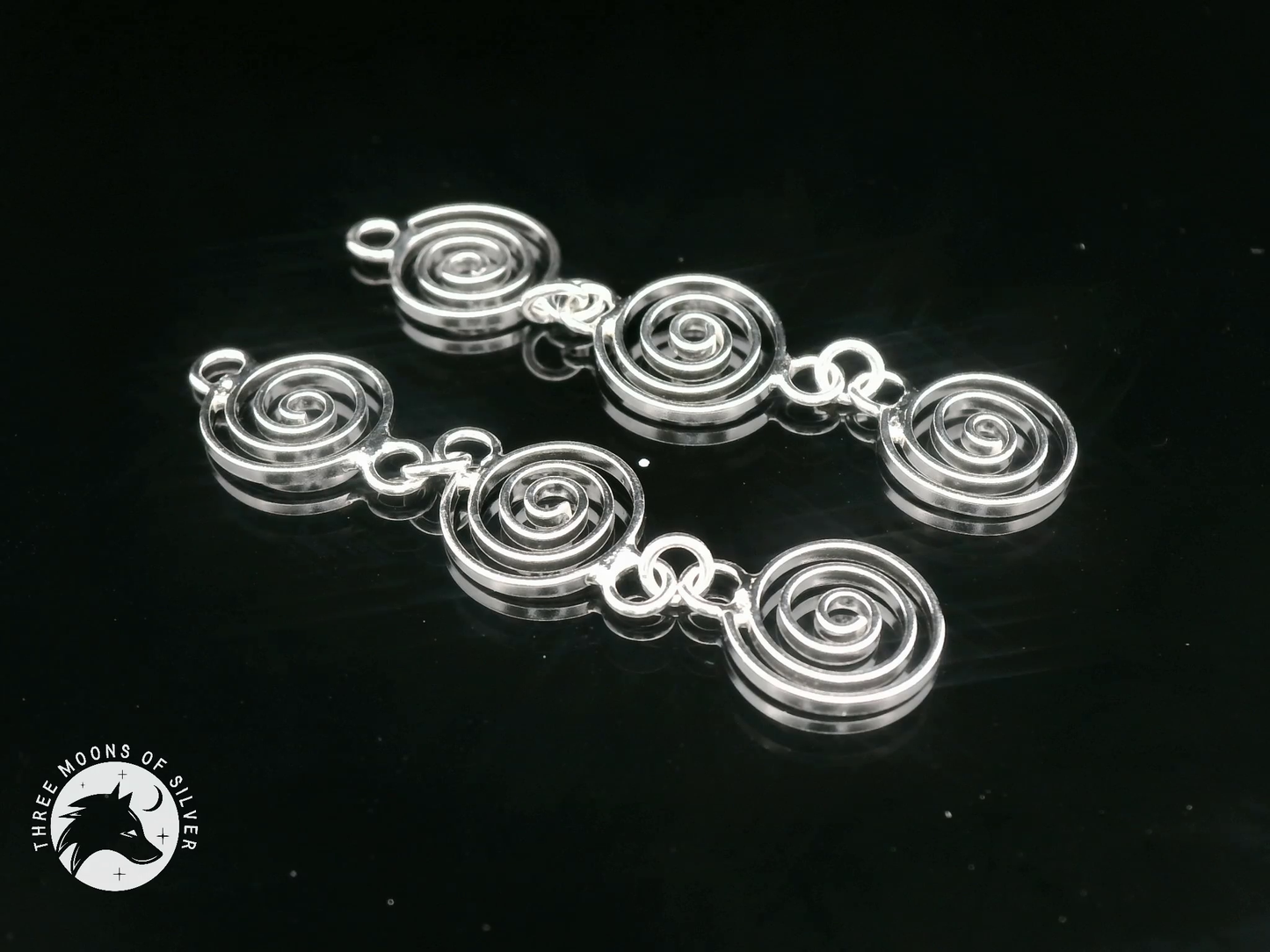 Three Elegant Spirals Dangle Earrings 42mm