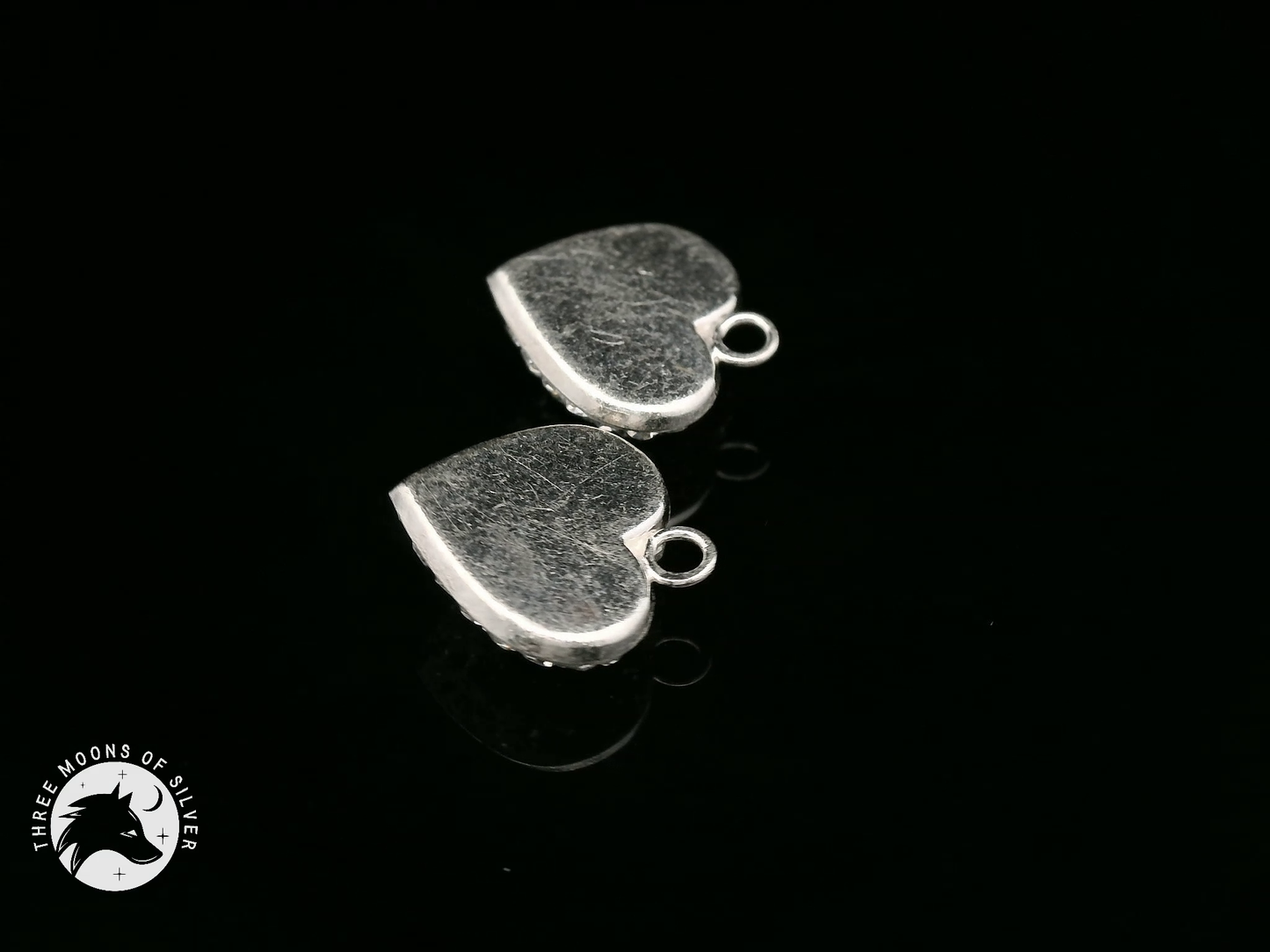 925 Silver Heart Charms with Sparkling Crystals