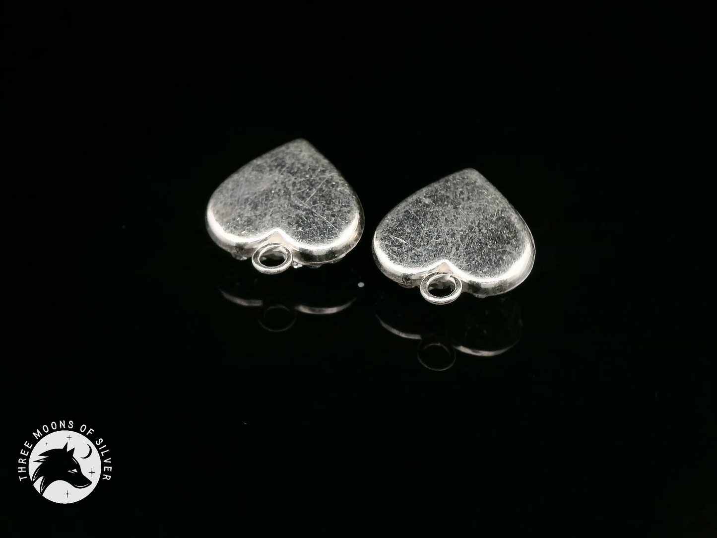 925 Silver Heart Charms with Sparkling Crystals