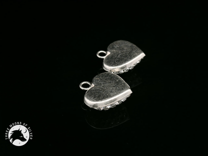 925 Silver Heart Charms with Sparkling Crystals