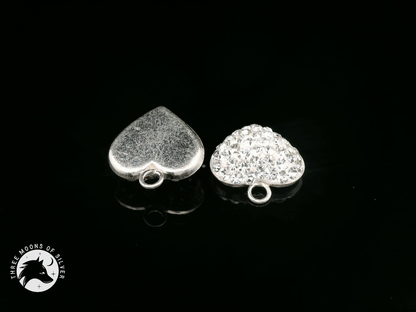 925 Silver Heart Charms with Sparkling Crystals