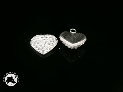 925 Silver Heart Charms with Sparkling Crystals